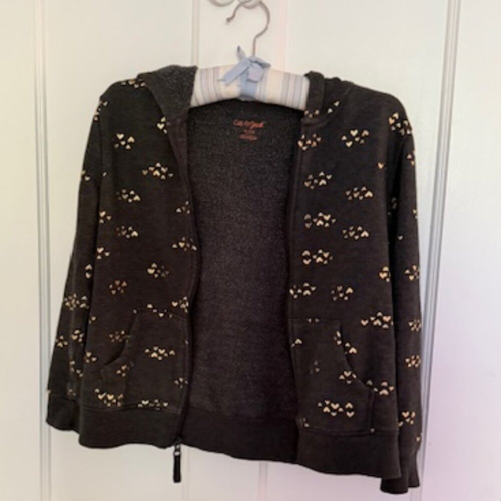 Cat and Jack Hoodie Metallic Heart Hoodie - Girl's SZ Medium (7/8) - Picture 3 of 5